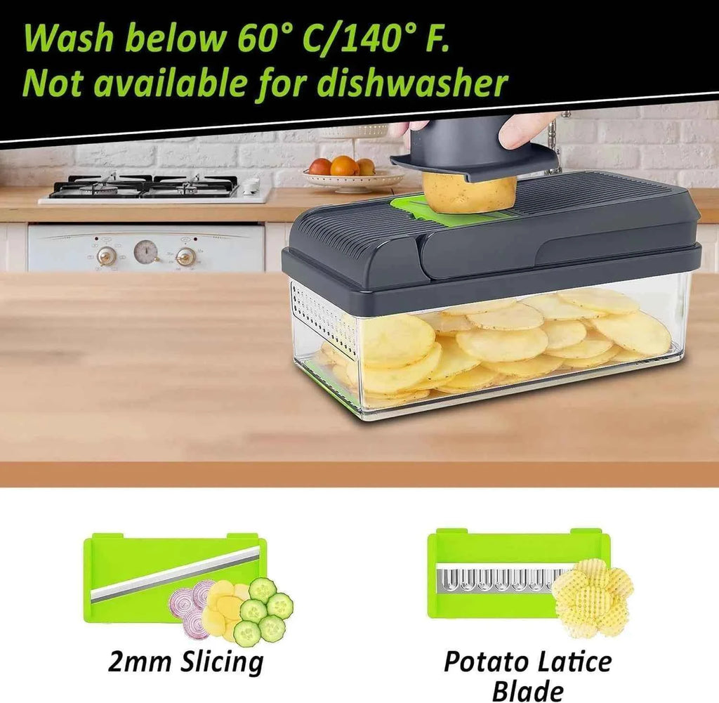 Vegetable Chopper,15-in-1 Multifunctional Food Chopper, Vegetable Cutter with Container for Salad,Potato,Carrot,and Garlic