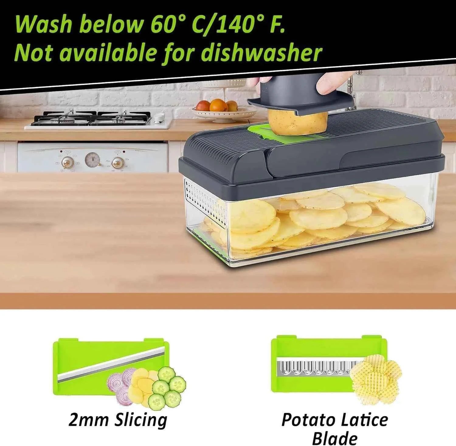 Vegetable Chopper,15-in-1 Multifunctional Food Chopper, Vegetable Cutter with Container for Salad,Potato,Carrot,and Garlic