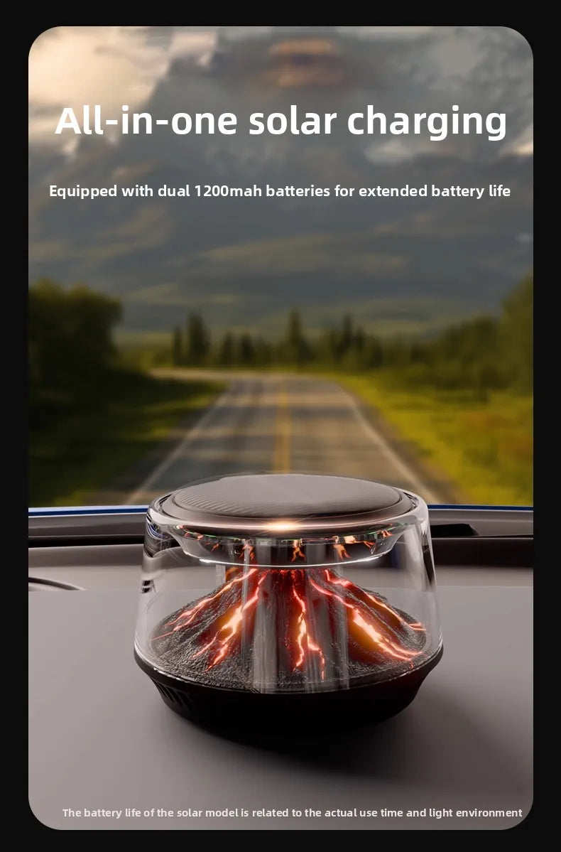 360° View Mirror Mount Volcanic Iceberg Car Diffuser - Air Purifying, Solar Powered, Forest & Floral Scents, Elegant Auto Decor