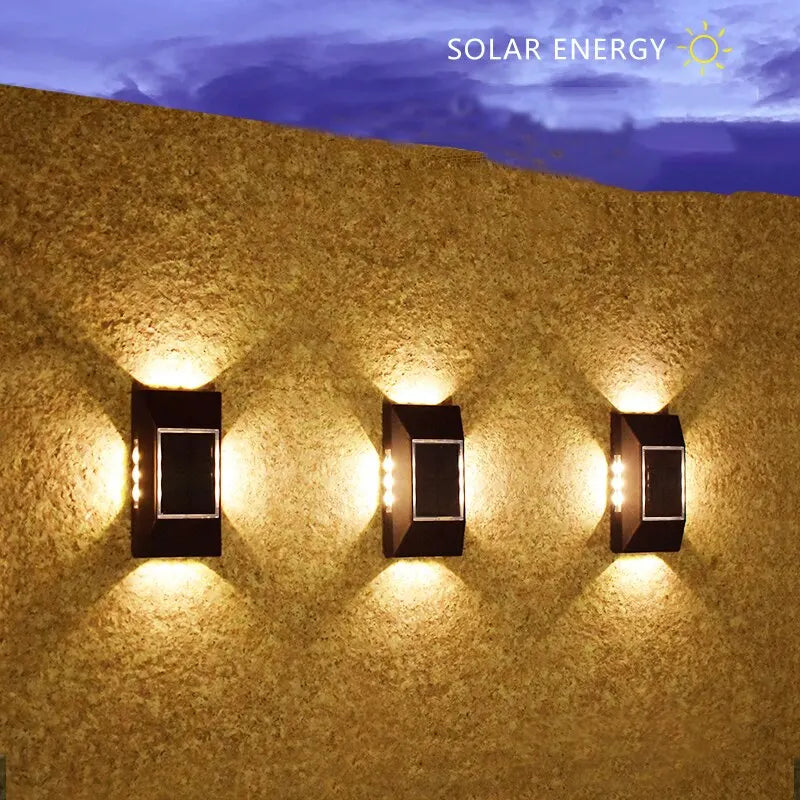1-4pcs 12 LED Solar Wall Lamp Outdoor Waterproof Four Sides Glowing Light Staircase Villa Balcony Lighting Solar Wall Lights