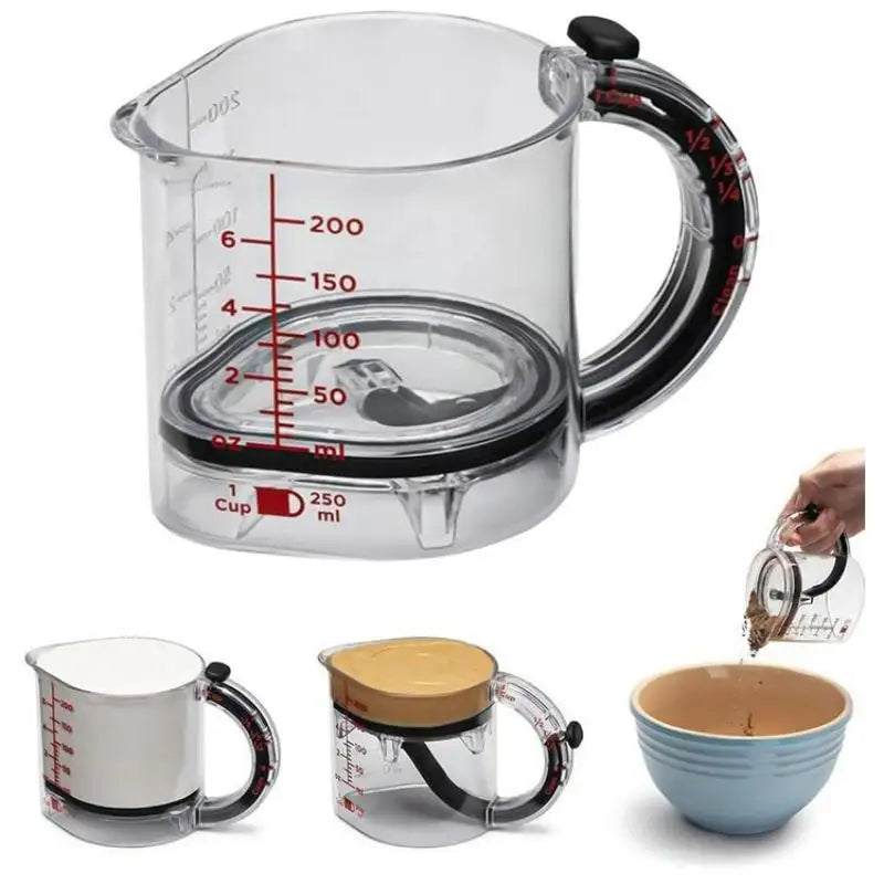 Kitchen Essential Adjustable Measuring Cup with Unique Scraper Base; Perfect for Every Cooking Need