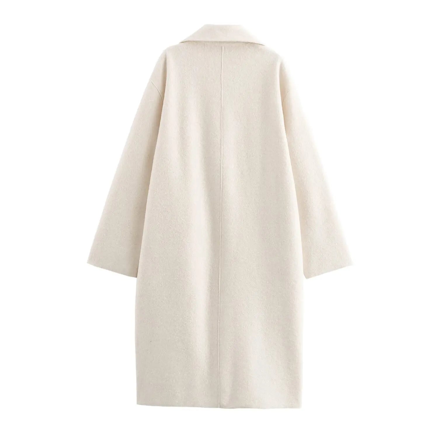 2025 New Women's Clothing: European and American Style Fashionable Solid Color Long-Sleeved Terry Wool Coat