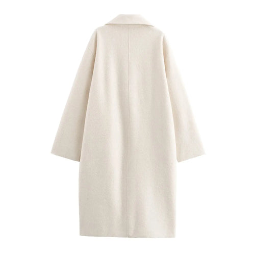 2025 New Women's Clothing: European and American Style Fashionable Solid Color Long-Sleeved Terry Wool Coat